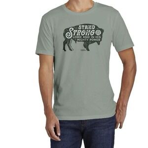 Light Source Mens TShirt Stand Strong New with Tags Small Green Bison Ephesians